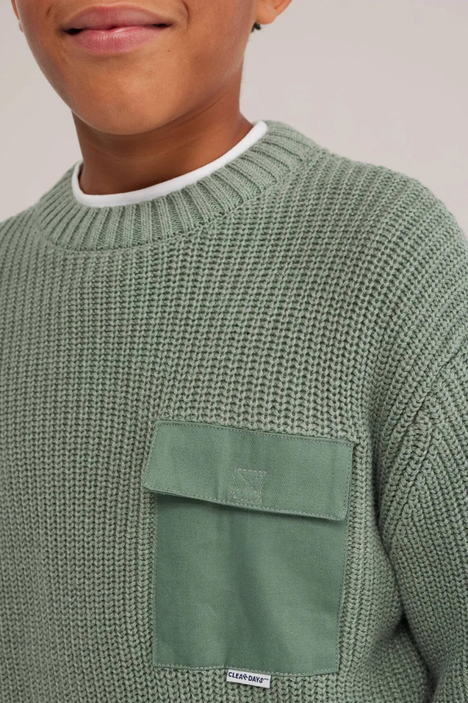 WE Fashion katoenen gebreide trui - groen, foto 4