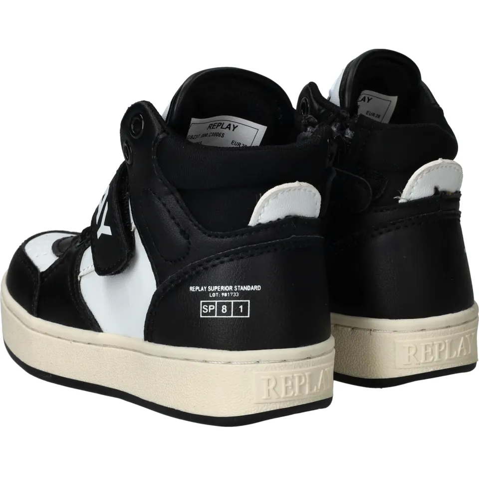 Replay Cobra Kid 4 hoge sneaker zwart-wit, foto 4