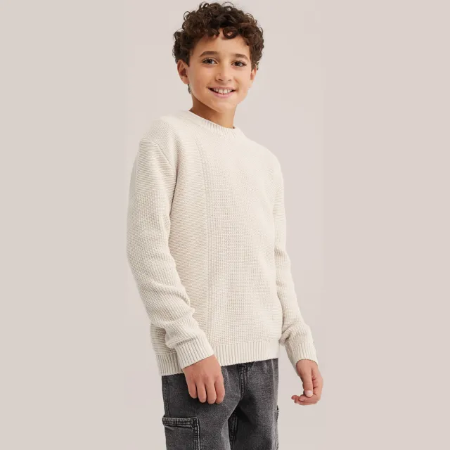 WE Fashion katoenen gebreide trui - beige