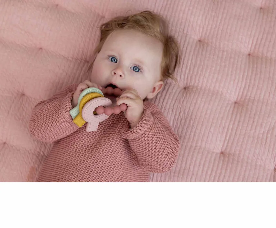 Little Dutch siliconen bijtspeeltje sleutelbos roze, foto 6