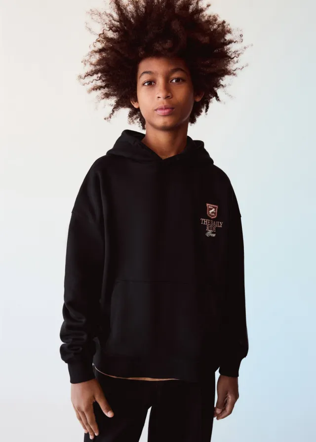 Mango Kids sweater met backprint - zwart