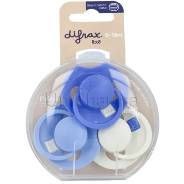 Difrax Fopspeen Prime 6-18 mnd Blauw 3 stuks