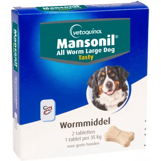 Mansonil All Worm Large Dog Tasty voor de hond 2 tabletten