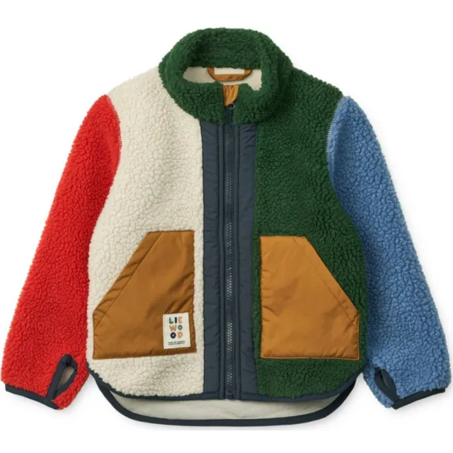 Liewood Noam teddy tussenjas meerkleurig groen/blauw/rood, foto 2