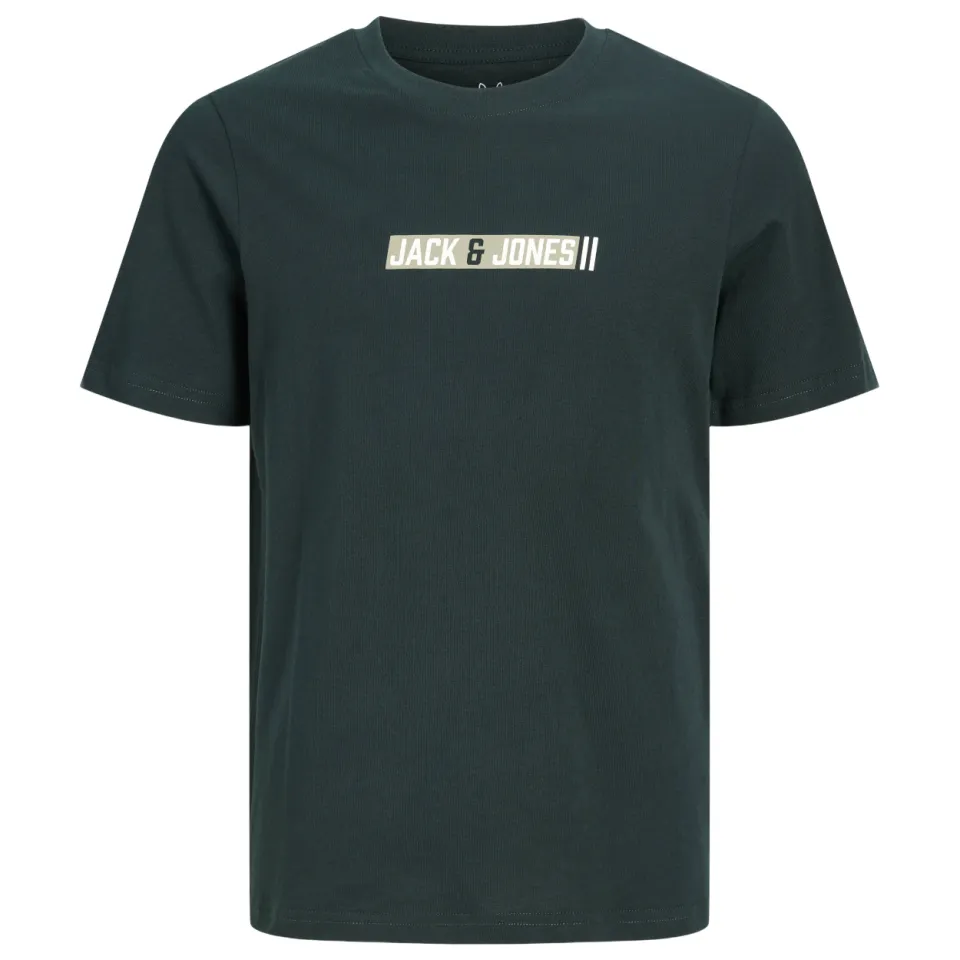 Jack & Jones Junior JJMUNK rechtvallend T-shirt met logo donkergroen petrol, foto 2