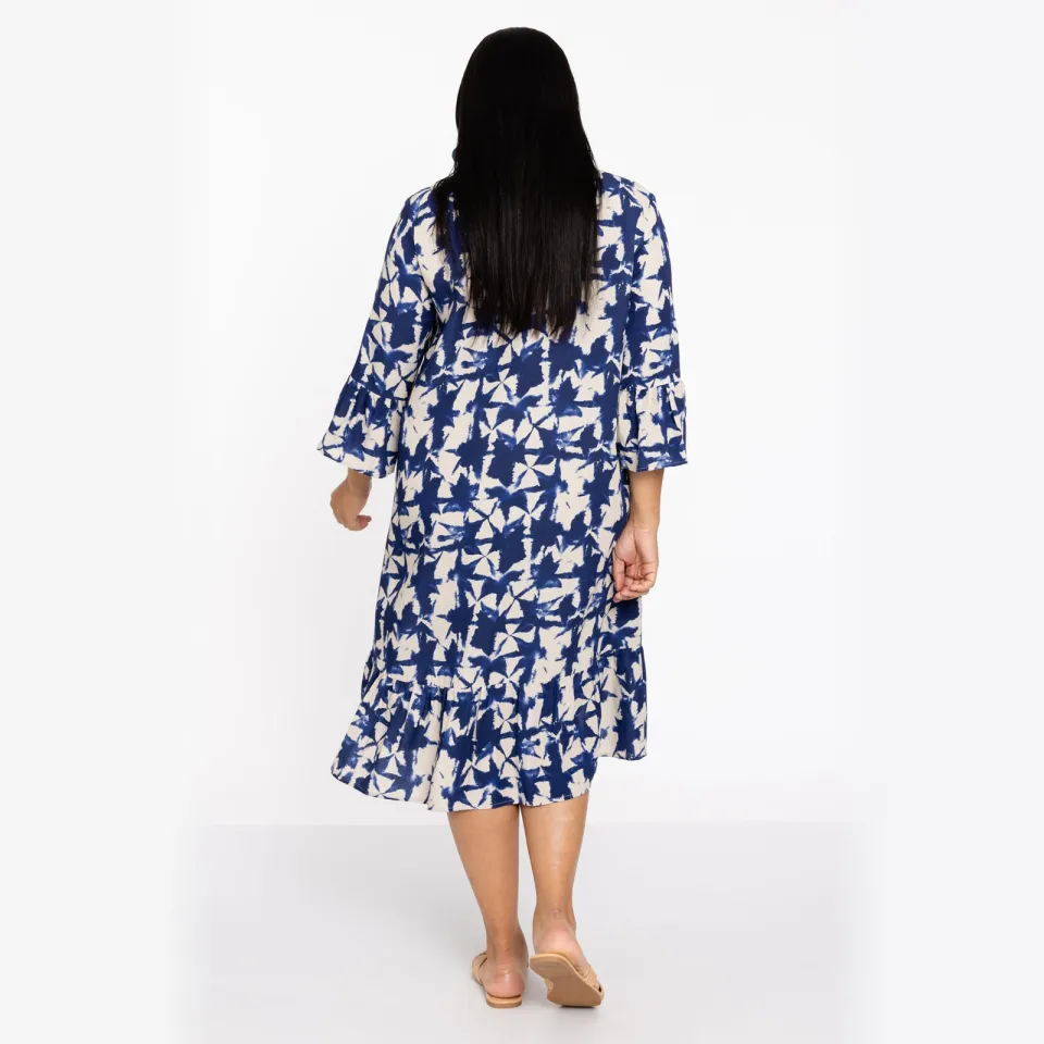 Yoek TESSA jurk met ruches blauw, foto 4