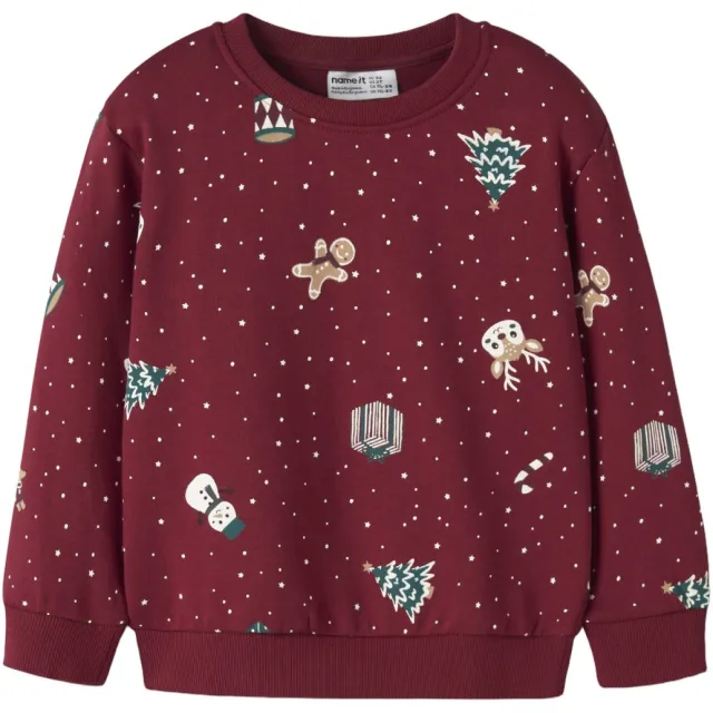 NAME IT MINI sweater met print - donkerrood