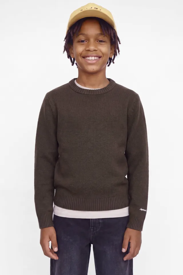 Jack & Jones JUNIOR oversized gebreide trui - donkerbruin