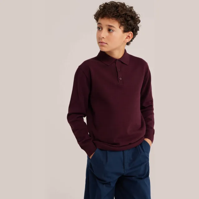 WE Fashion katoenen gebreide trui - bordeauxrood