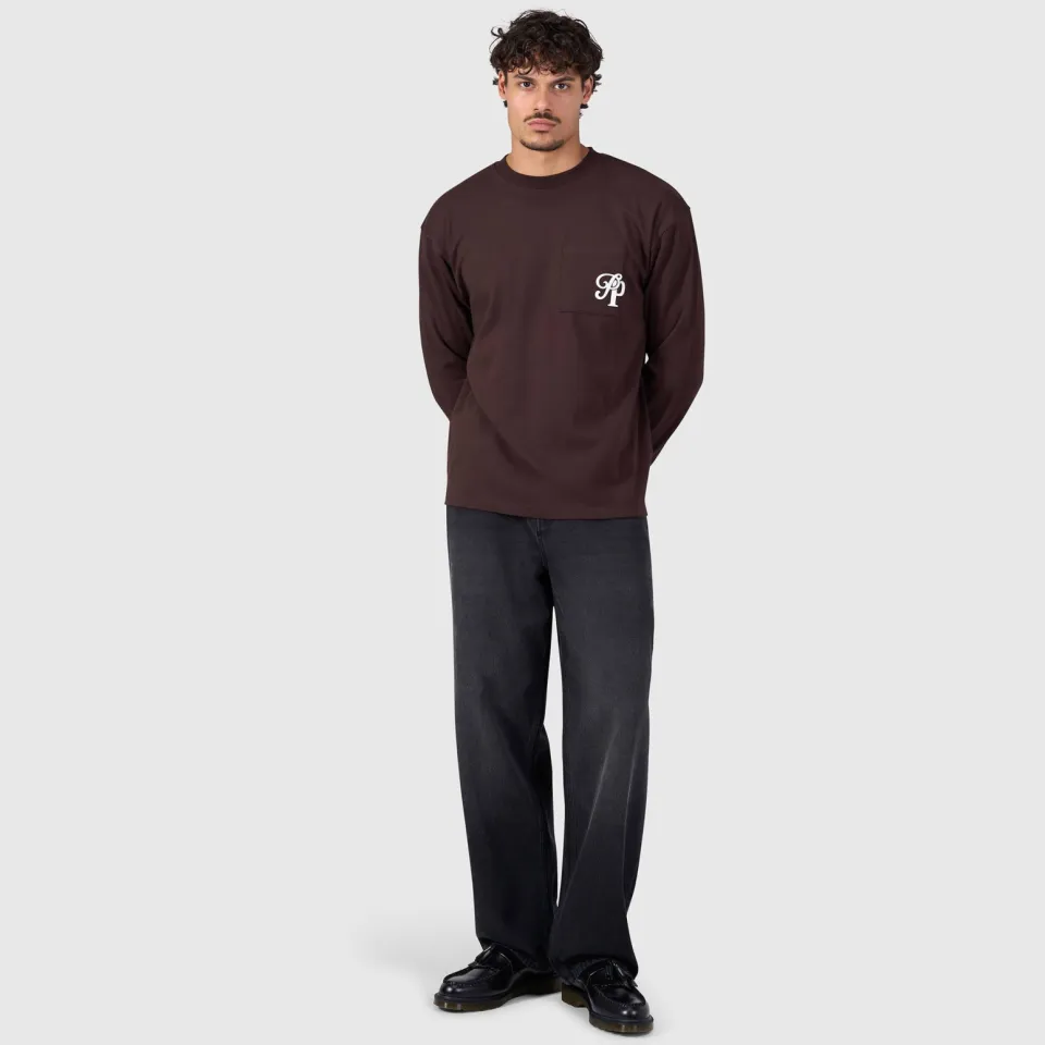 Pure Path boxy longsleeve - donkerbruin, foto 2