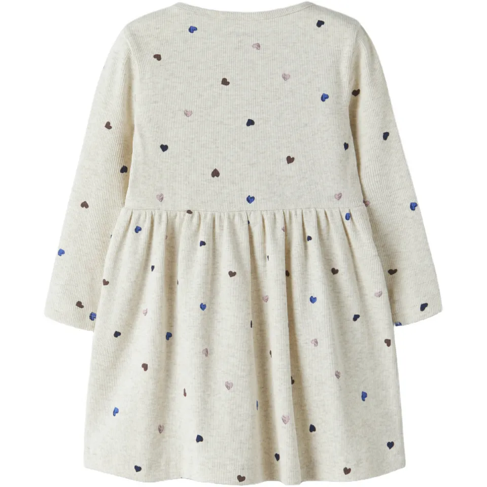 NAME IT MINI gebreide jurk met hartjes beige, foto 2