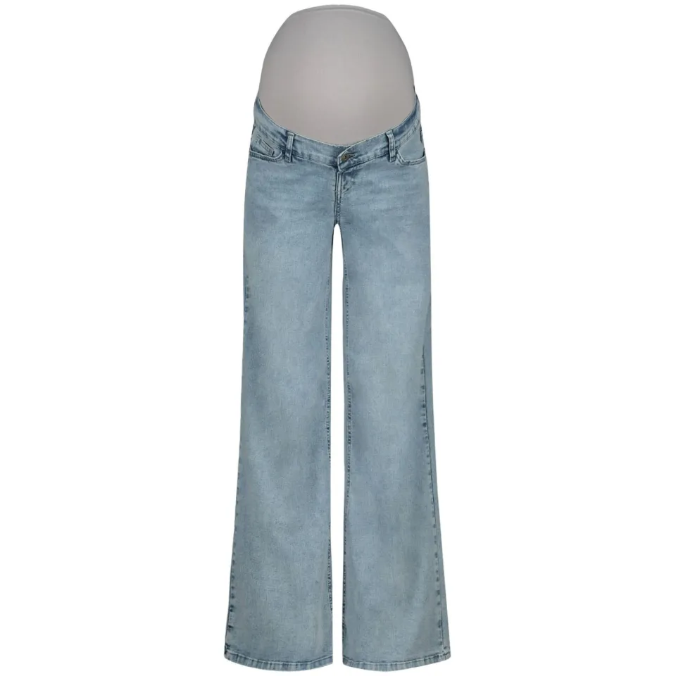 LOVE2WAIT zwangerschaps wide leg jeans light blue denim, foto 2