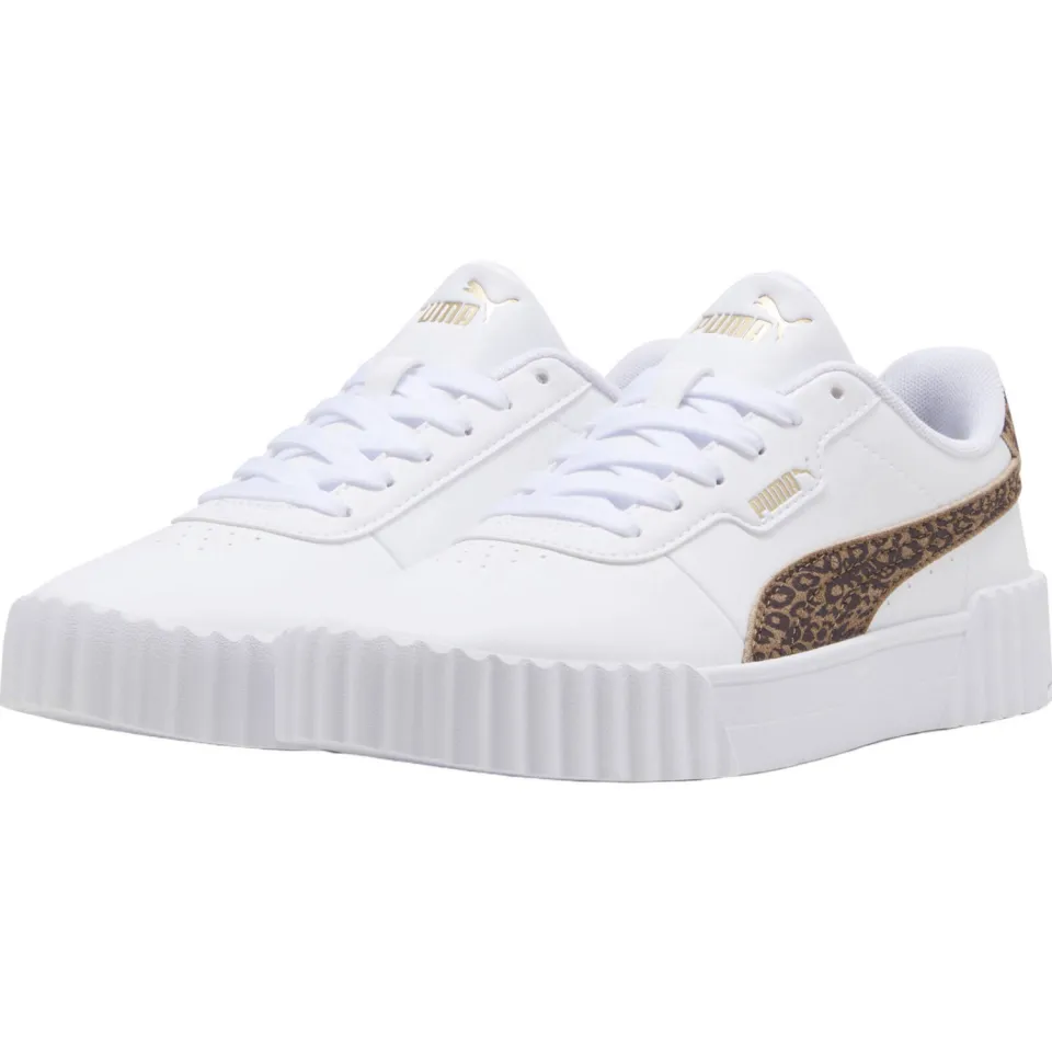 Puma Carina 3.0 imitatieleren sneakers met panterprint - wit/taupe, foto 5