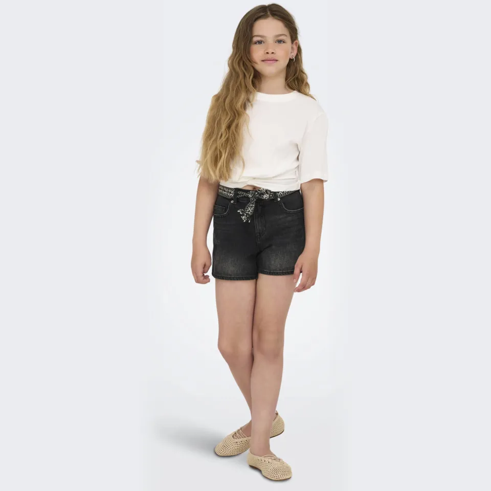 Only Girl denim straight short washed black