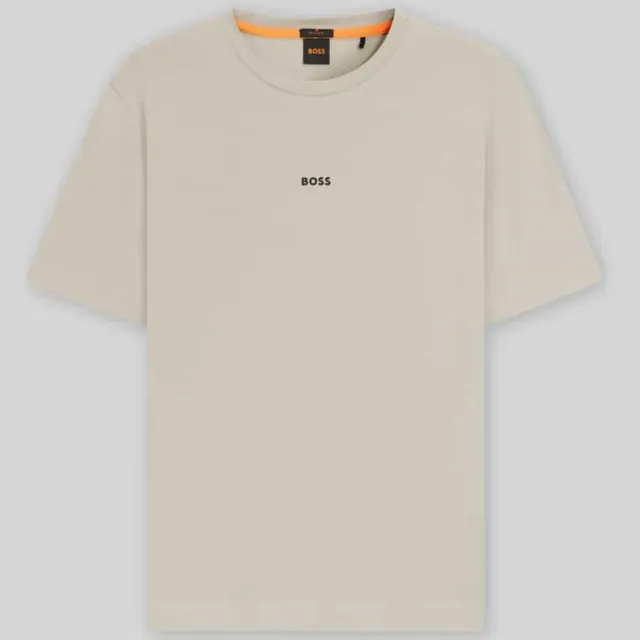 Boss regular fit T-shirt van katoenmix model 'TCHUP' beige, foto 2
