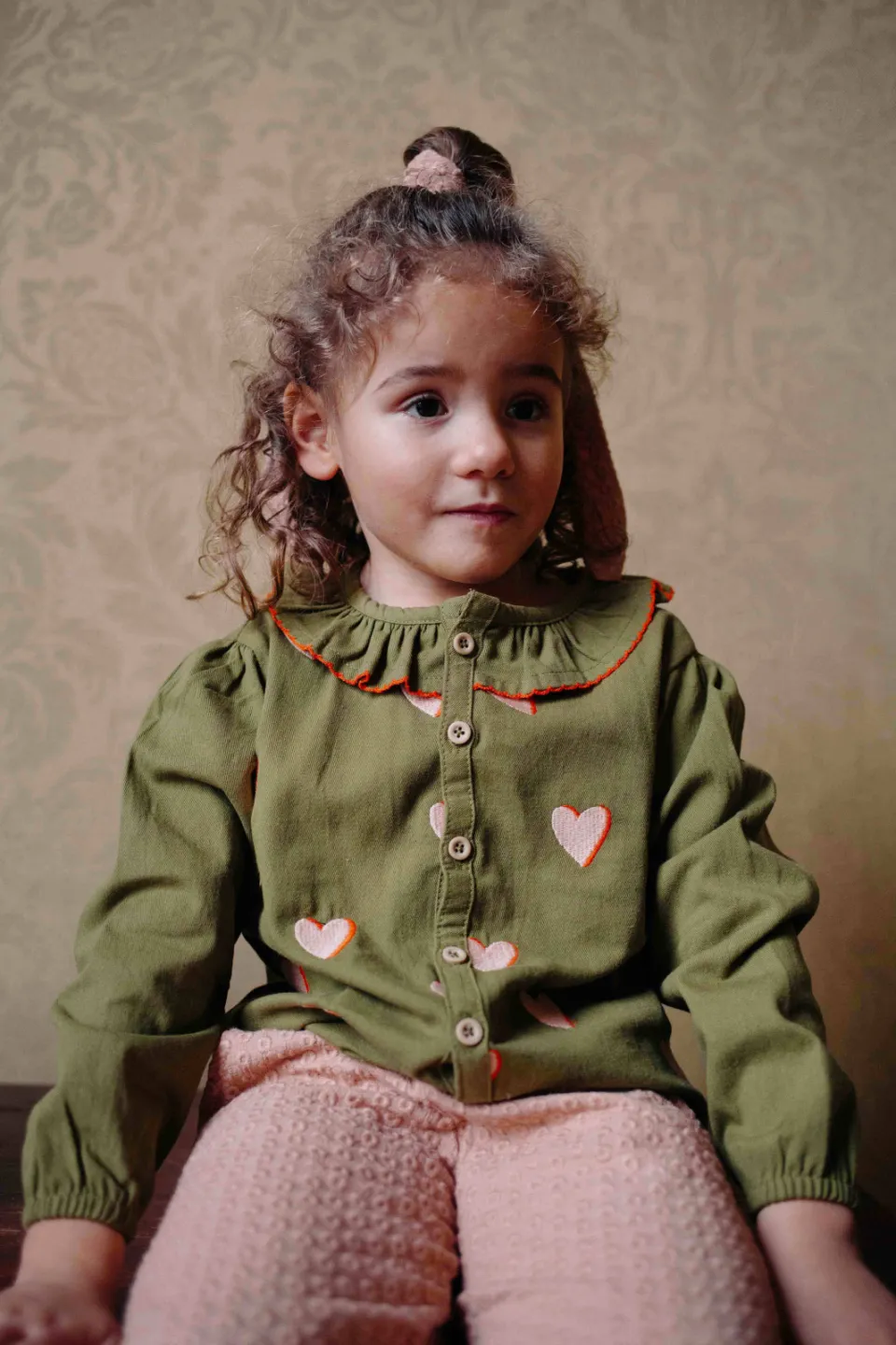 Riffle Amsterdam blouse met hartjes groen roze, foto 4