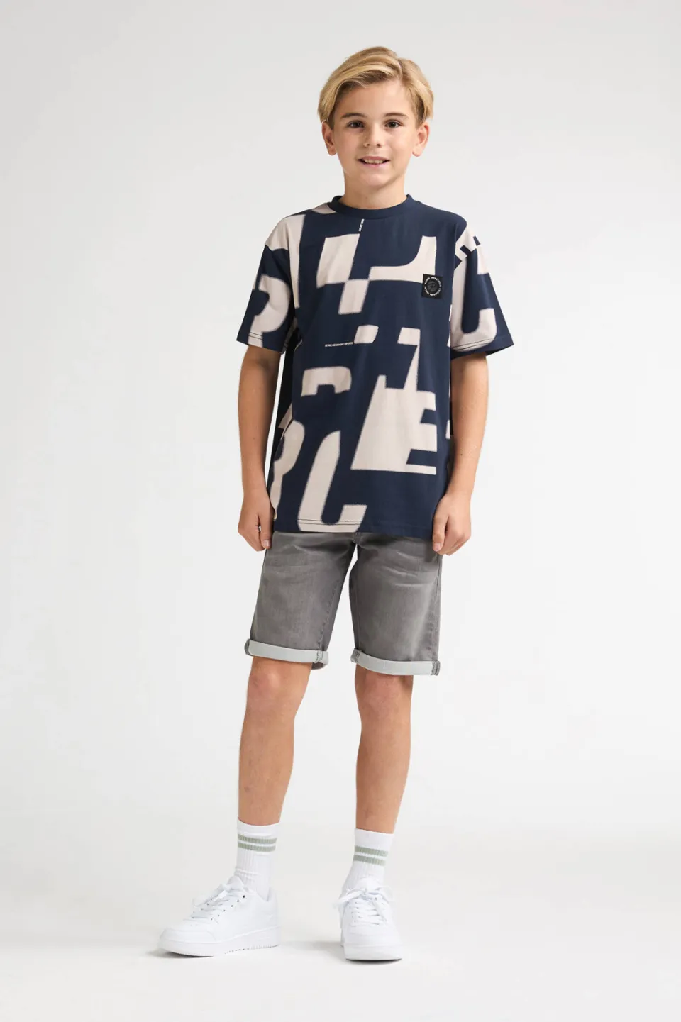 Petrol Industries denim slim short grijs