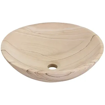 Differnz Waskom Badkamer Sandstone - Natuursteen - Rond - Grijs - 45cm Beige