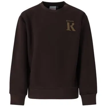 Retour Jeans rechtvallende sweater met backprint - chocoladebruin Backprint