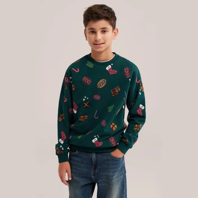 WE Fashion sweater met print - groen