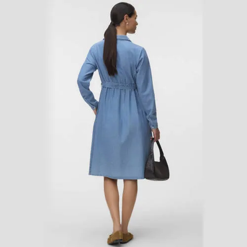 Mamalicious zwangerschapsspijkerjurk met ceintuur mediumblauw medium blue denim, foto 4
