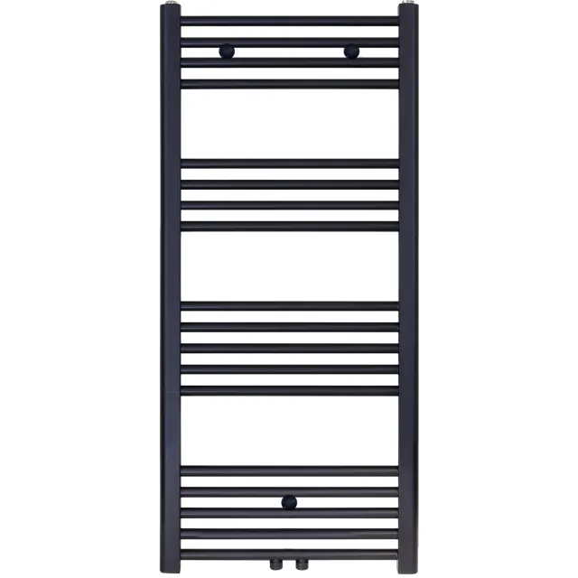 Boss & Wessing Designradiator Nile Gobi 120x50 cm Geborsteld Mat Zwart midden-onderaansluiting Boss & Wessing