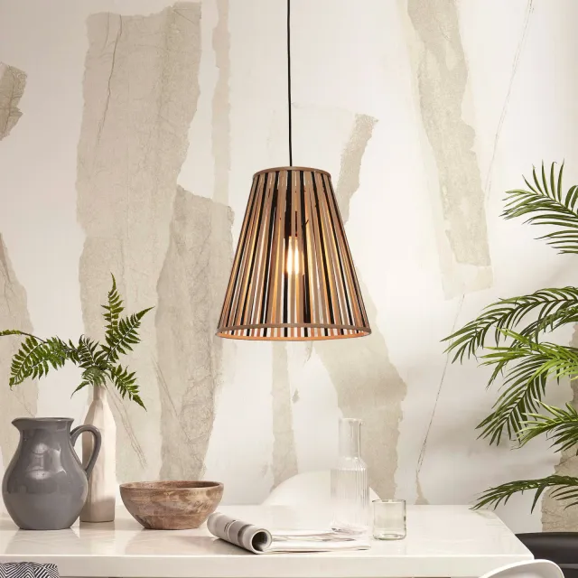 Good&Mojo Hanglamp 'Merapi' Bamboe, 40cm, kleur Naturel/Zwart