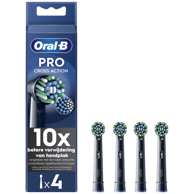 Oral-B Pro Cross Action opzetborstels - zwart - 4 stuks
