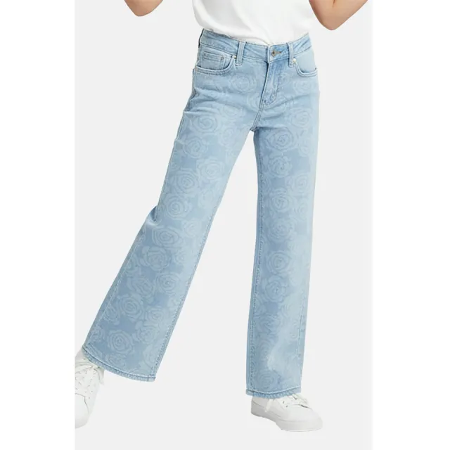 Cars gebloemde loose fit jeans light blue denim