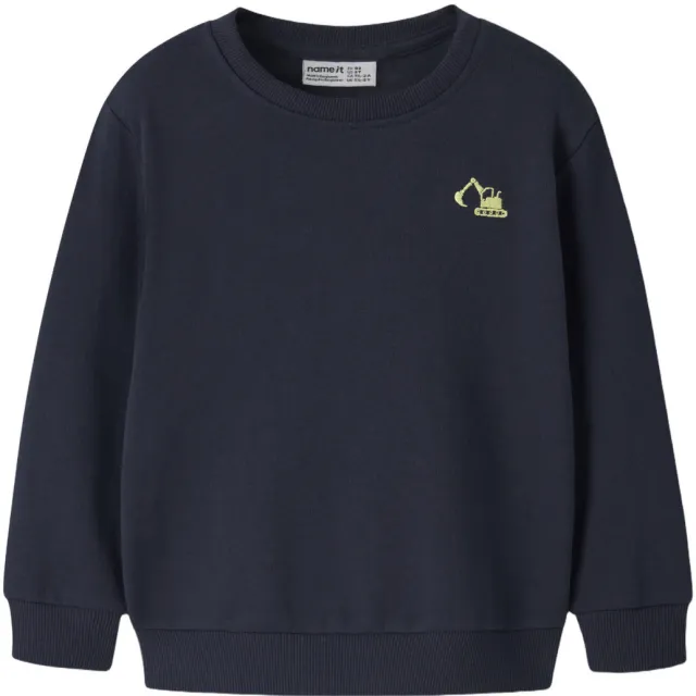 NAME IT MINI rechtvallende sweater met borduursels - donkerblauw