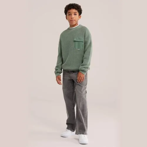 WE Fashion katoenen gebreide trui - groen, foto 3