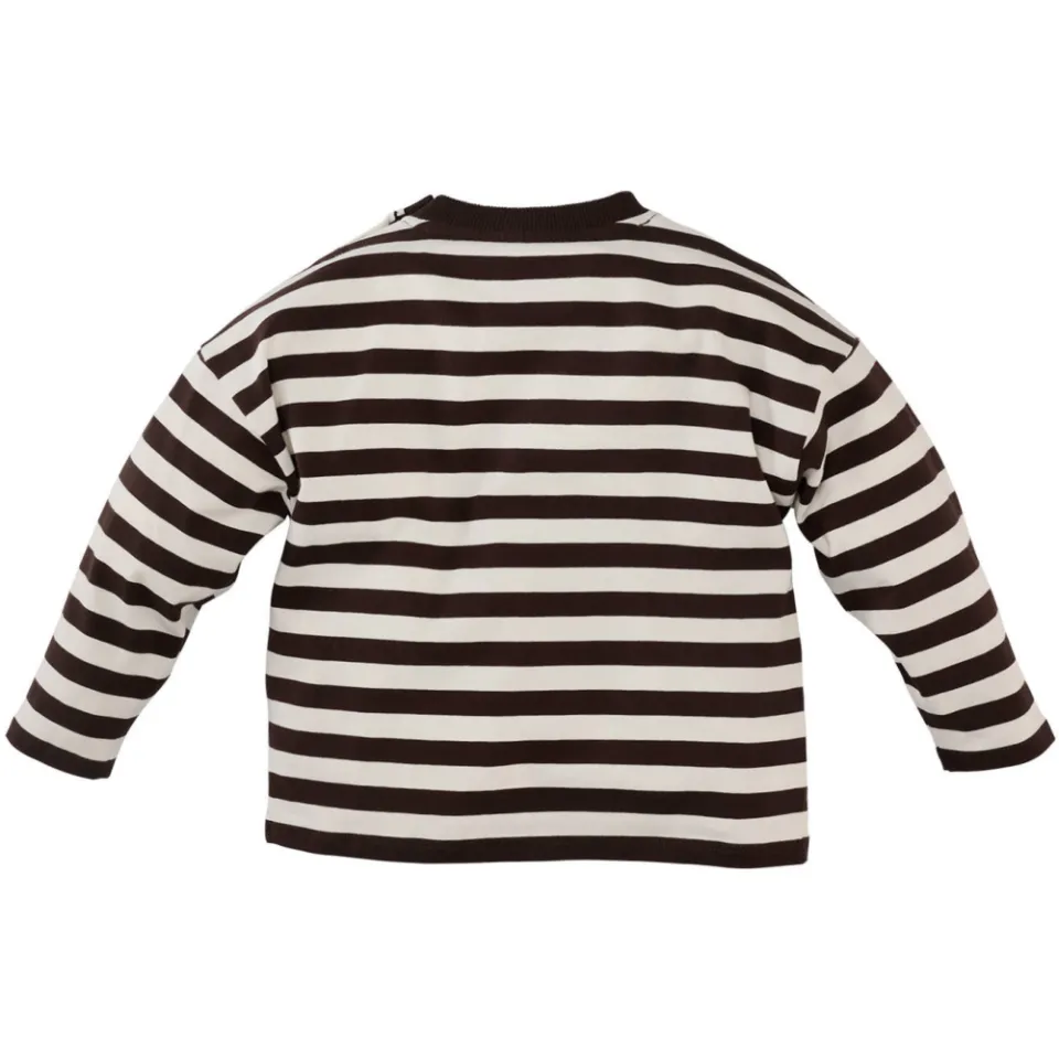 Z8 mini gestreepte longsleeve donkerbruin/wit, foto 3