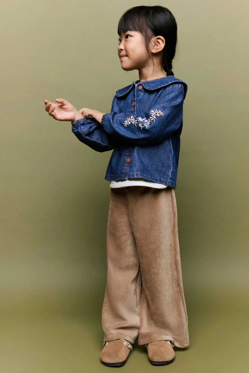 Mango denim blouse met borduursels donkerblauw, foto 3