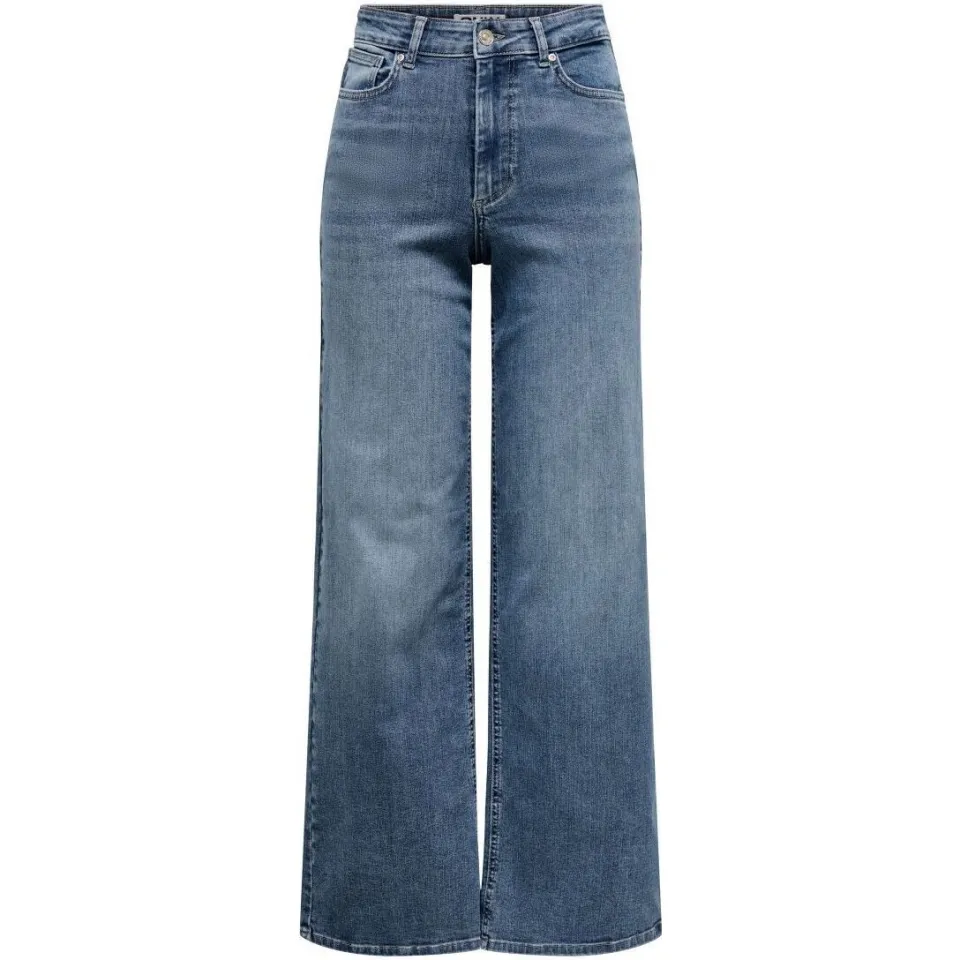 Only high waist wide leg jeans medium blue denim, foto 2