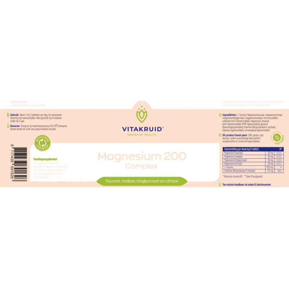 Vitakruid Magnesium 200 Complex tabletten, foto 2