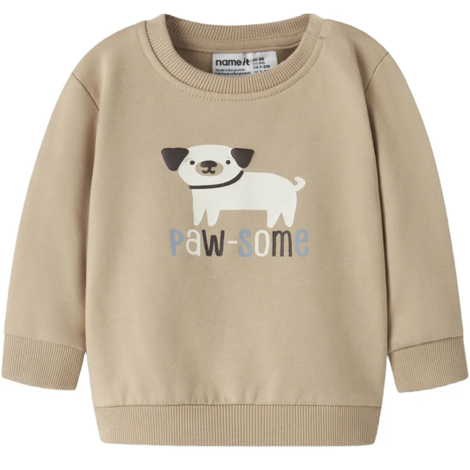 NAME IT BABY rechtvallende sweater met print - beige Printopdruk