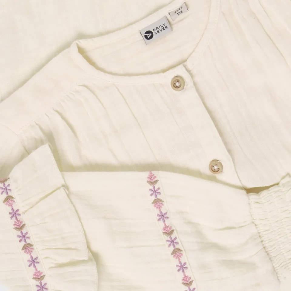 Daily7 rechtvallende blouse met ruches ecru, foto 6