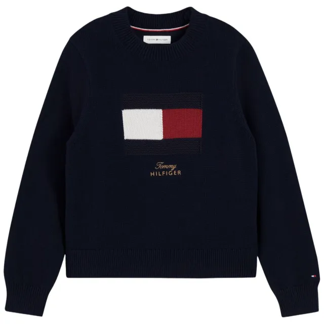 Tommy Hilfiger gebreide trui met wol - donkerblauw