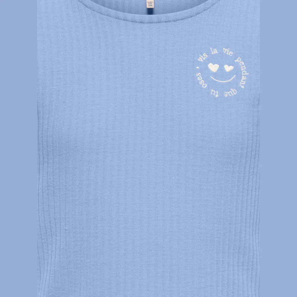 Only T-shirt lichtblauw met textuur, foto 4