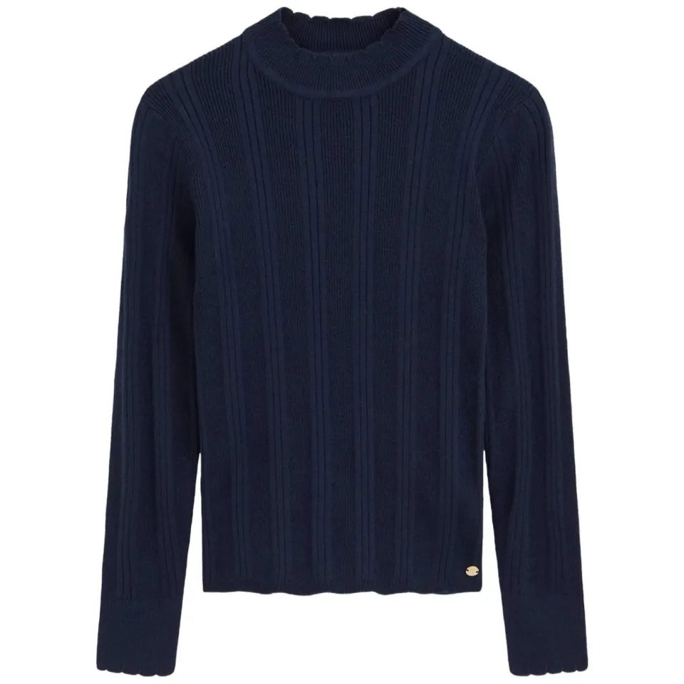 WE Fashion longsleeve donkerblauw opstaande kraag, foto 2