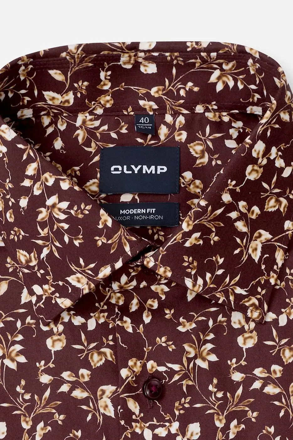Olymp slim fit overhemd met print - bordeaux, foto 4