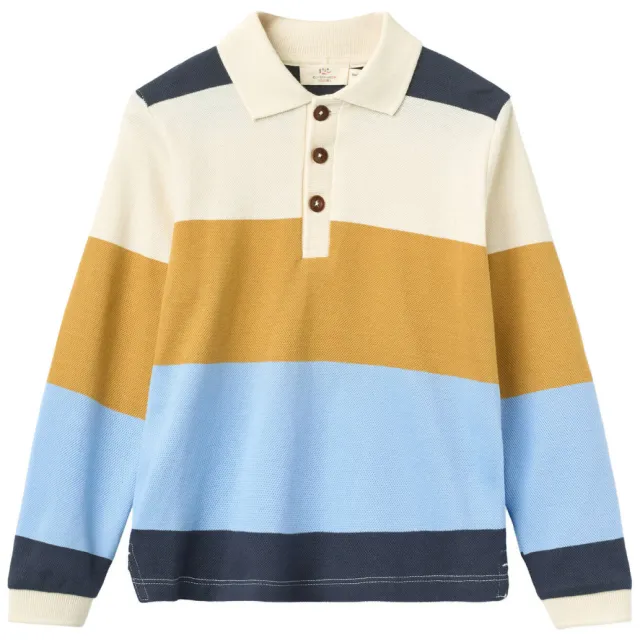 Copenhagen Colors gestreepte polo - mosterdgeel/blauw/ecru