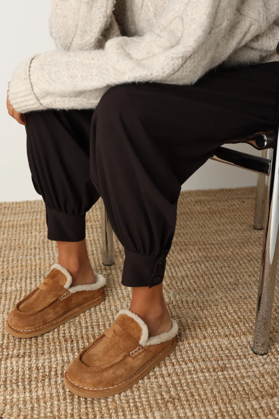 Shabbies Amsterdam Wilja Penny suède slipper warm bruin, foto 6