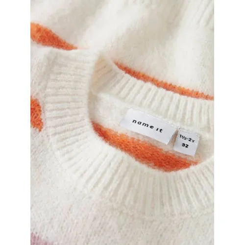 NAME IT MINI trui wit gebreid Meisjes Polyester Ronde hals Streep, foto 2