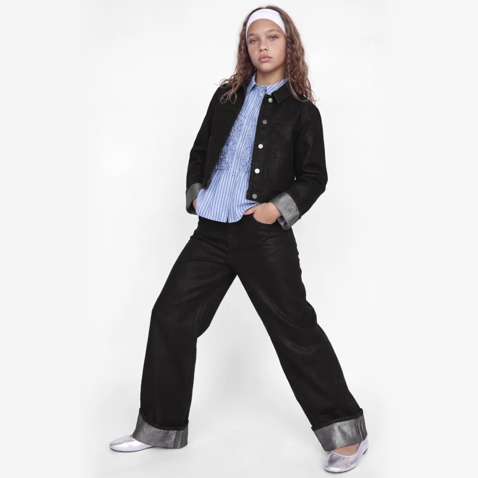JJXX GIRL spijkerjas met glitters zwart