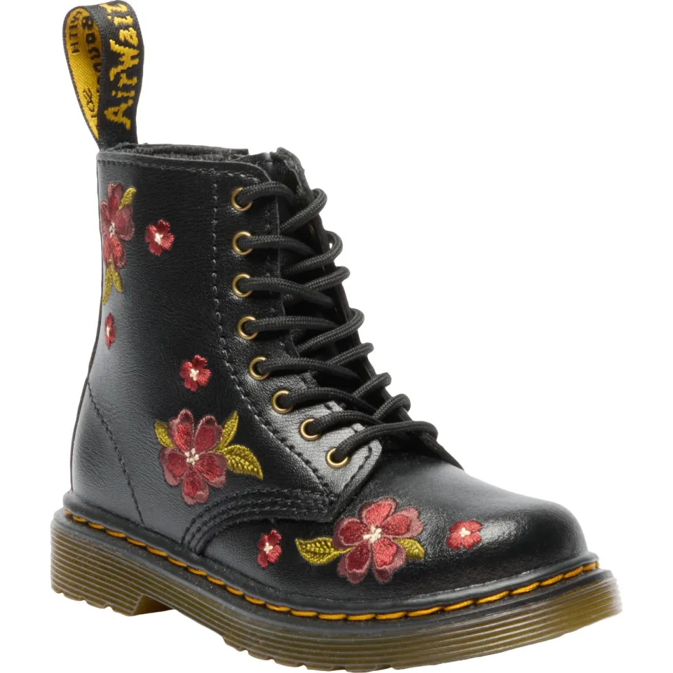 Dr. Martens 1460 Pascal leren gebloemde enkelboots met borduursels - zwart, foto 4