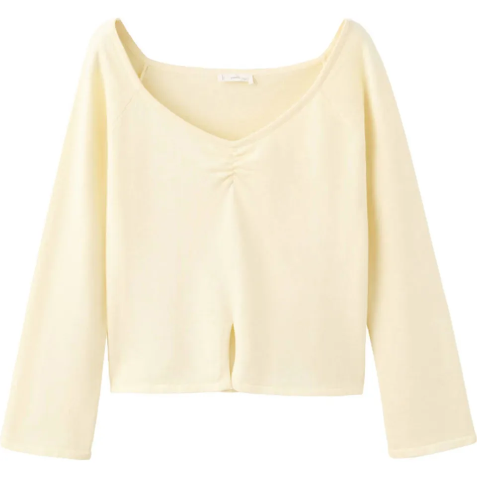 Mango Teen gebreide top met smockwerk lichtgeel, foto 2