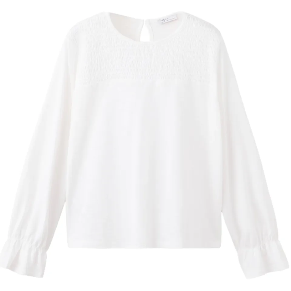 Mango TEEN blousetop met smockwerk wit, foto 2