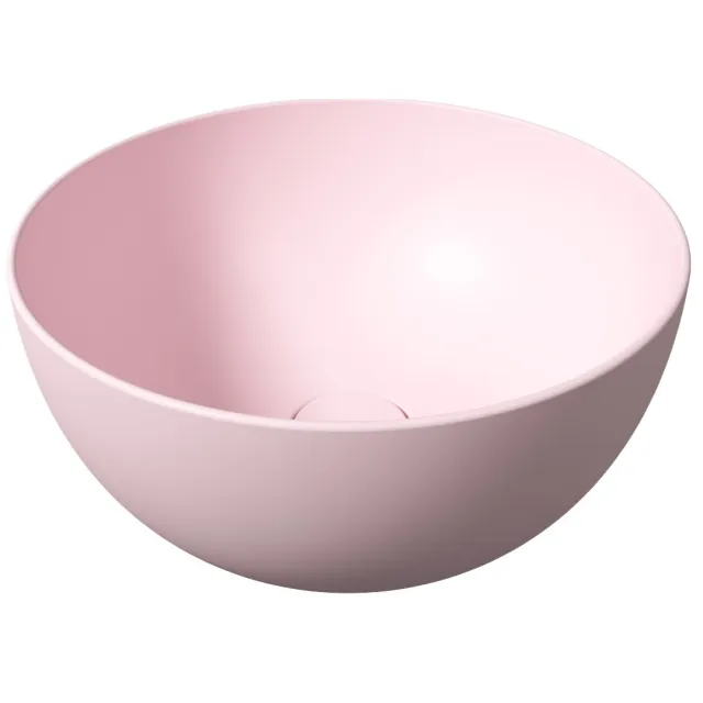 Salenzi Ronde Waskom Opbouw Salenzi Unica Round 40x20 cm Mat Roze (inclusief bijpassende afvoerplug)