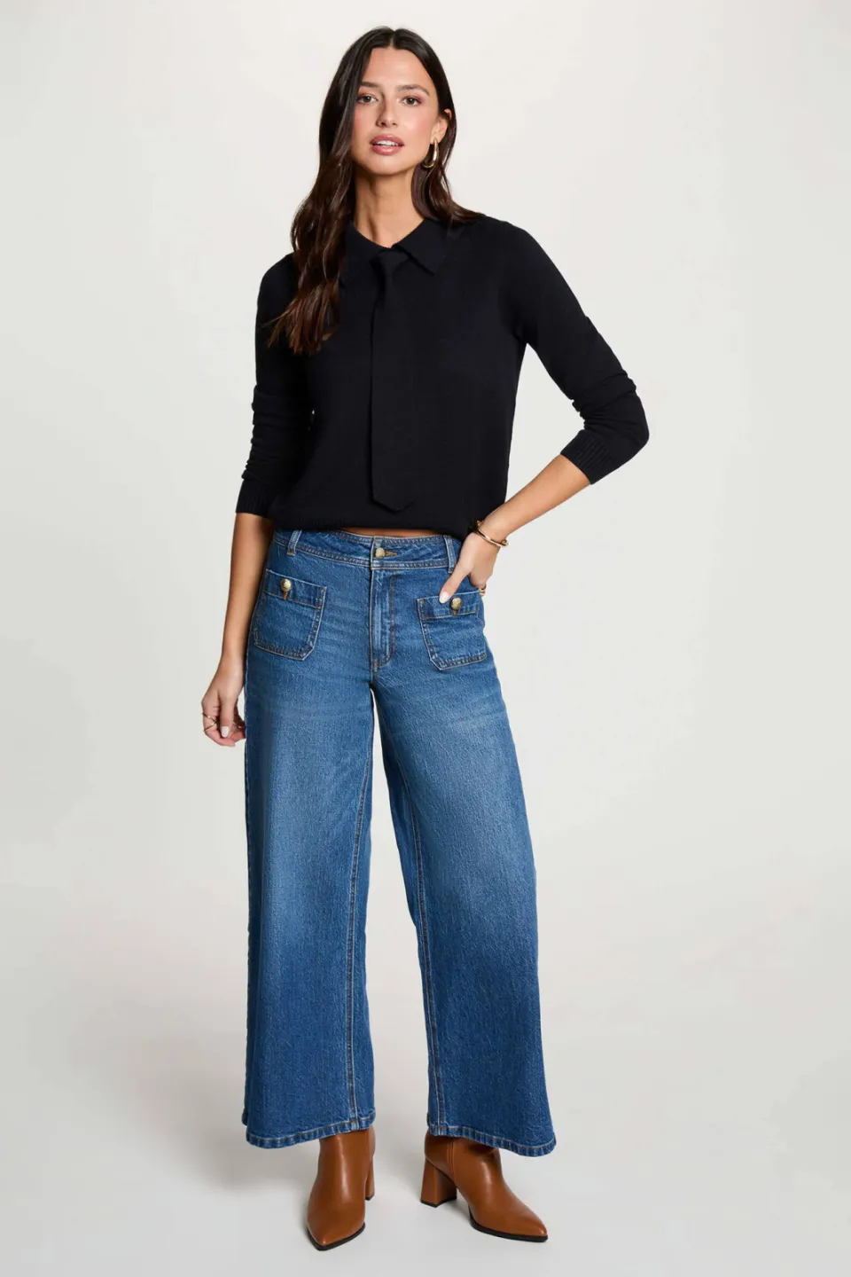 Morgan wide leg jeans - mediumblauw Medium blue